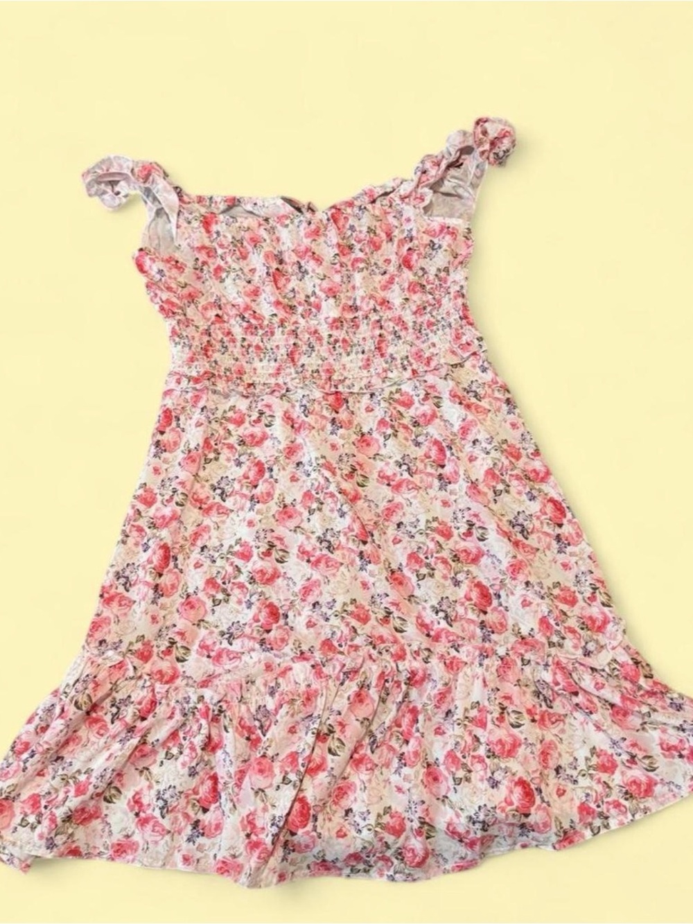 Amazon Pink Floral Ruffle-Trim Midi Dress